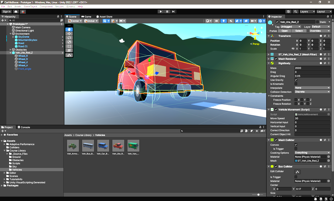 Marcel Hauck: Auto in Unity 3D mit Collider, Rigidbody und C# Script.